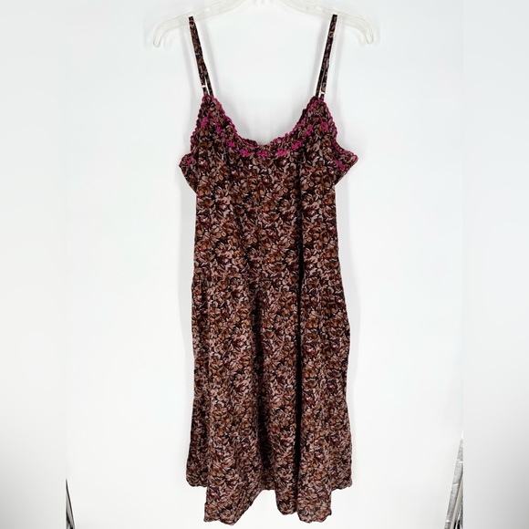 NWT Natural Life Harley Embroidered Floral Midi Sundress Brown/Fuchsia Size M - Picture 14 of 16